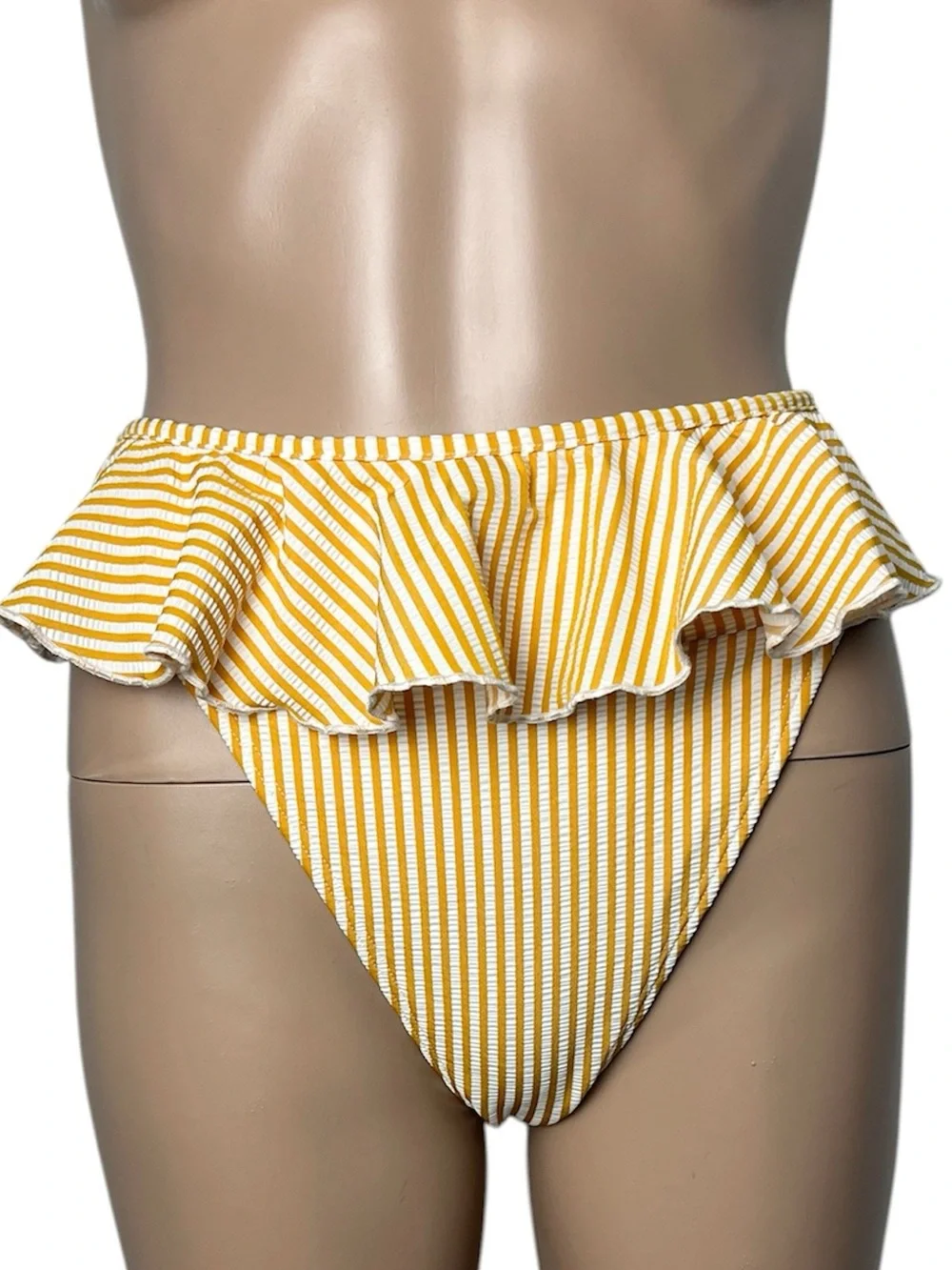 New Montce Canary Stripe Tamarindo Ruffle High-Leg French Cut Bikini Bottom